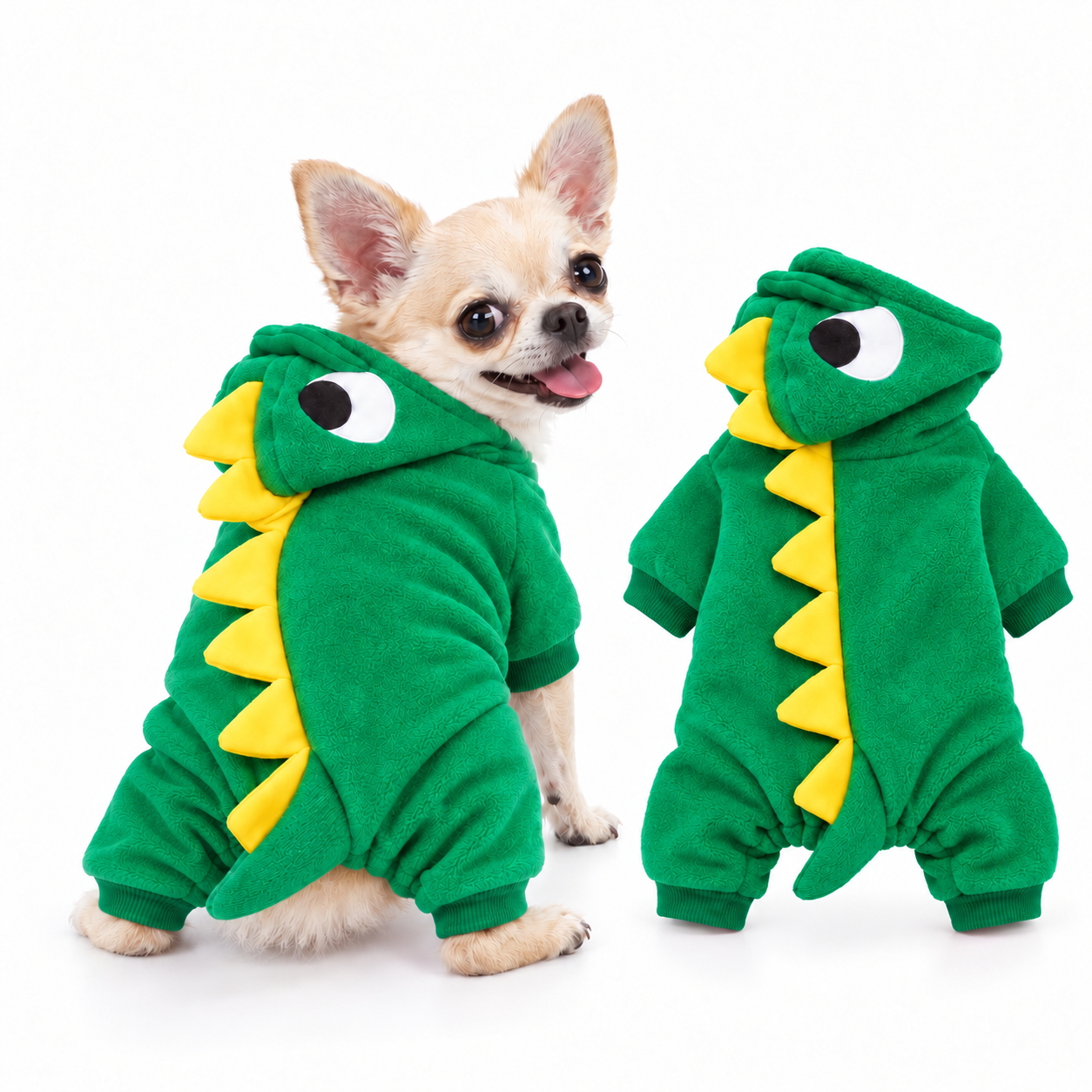 犬服 冬 犬用ロンパース 裏起毛 恐竜 フード付き 防寒 ドッグウェア