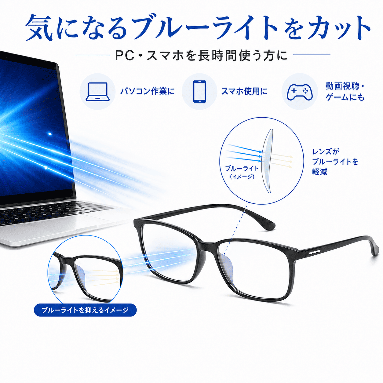 ロボ子さんとお揃いブルーライトカットPC用眼鏡&クロス 度なし ブルーライトカットメガネ UVカット PCメガネ 度なし 軽量 約13.5g