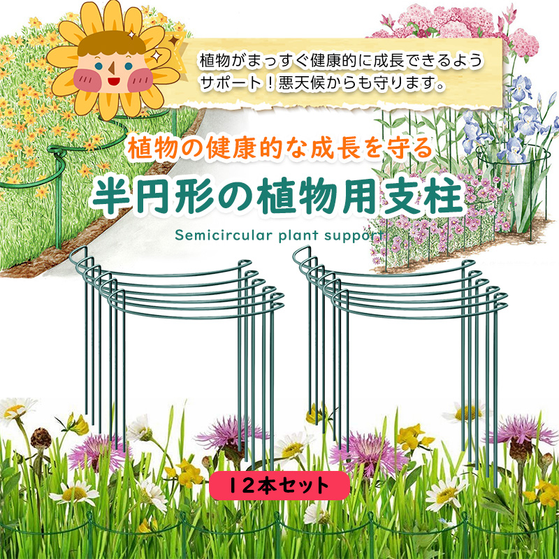 植物支柱 12個セット 26cmx60cm ガーデニング 支柱 半円形 園芸用品 背