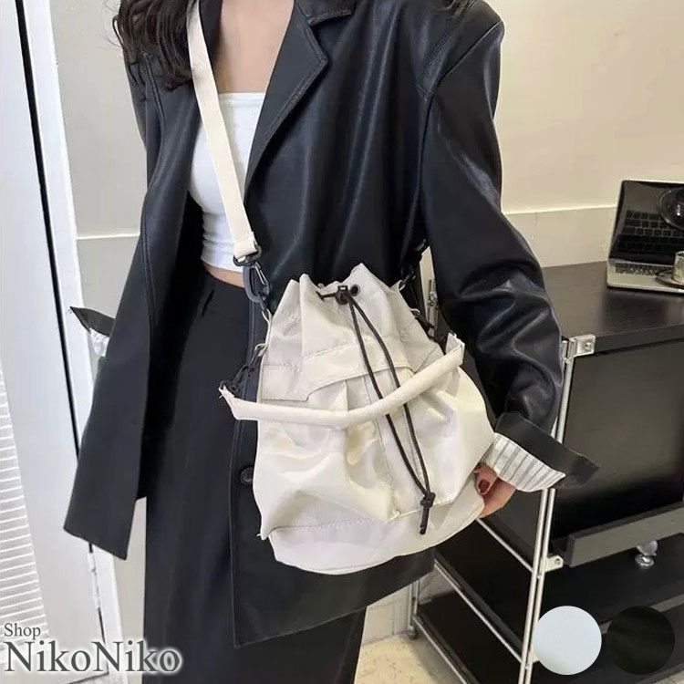 全品送料無料一部除く 2way ナイロン ドロスト 巾着ショルダーバッグ