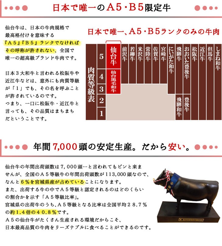 日本で唯一のA5・B5限定牛。年間4000頭の安定生産。だから安い。