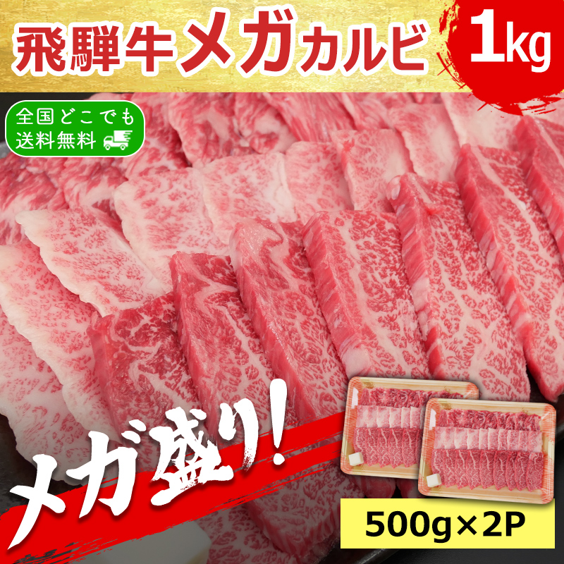 飛騨牛 焼肉 カルビ 1kg メガ盛 約4人 5人前 送料無料 bbq バーベキュー 焼肉セット 肉 牛肉 黒毛和牛 お取り寄せ グルメ ギフト 爆買