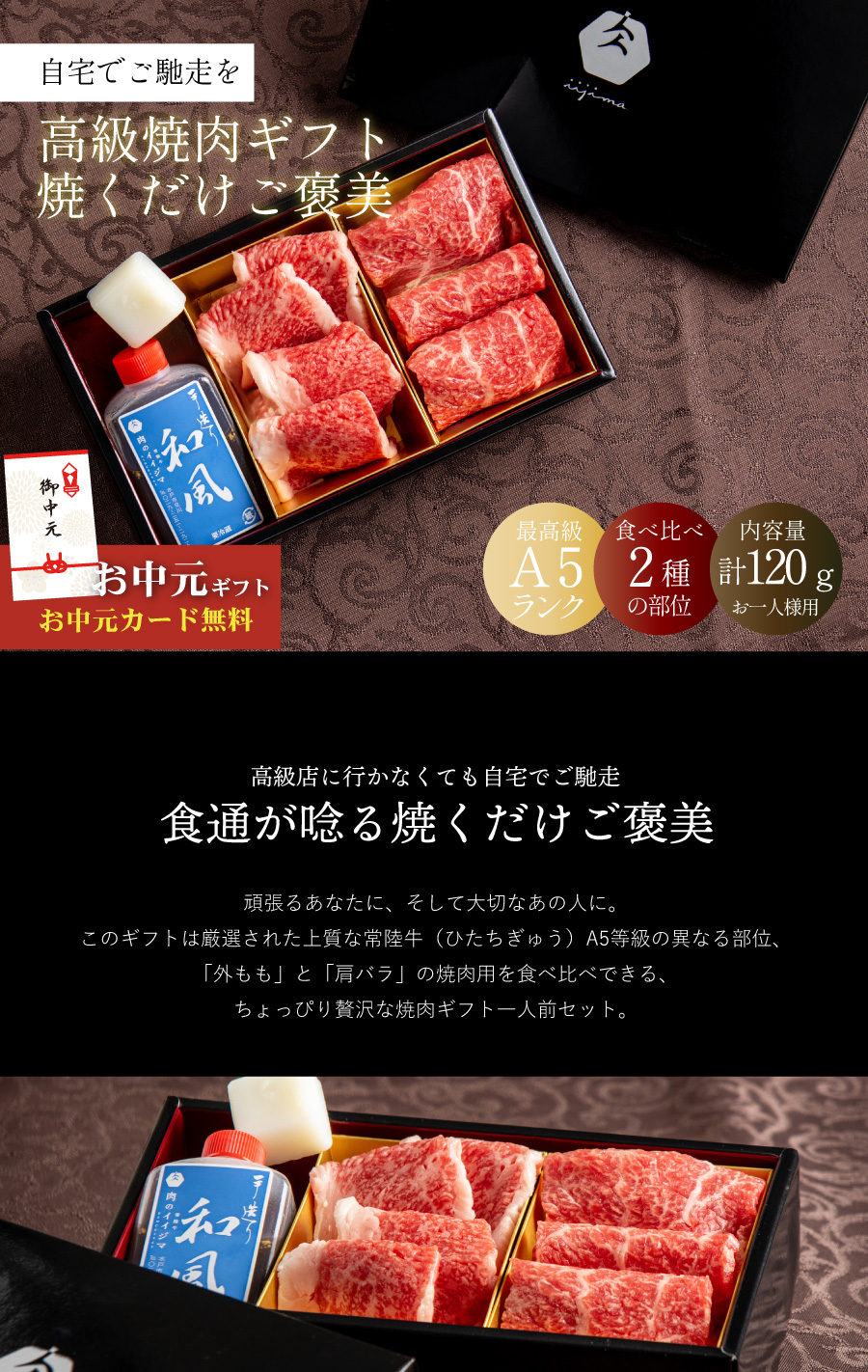 常陸牛 焼肉 焼き肉 タレ付 牛脂付き プチギフト 冷凍