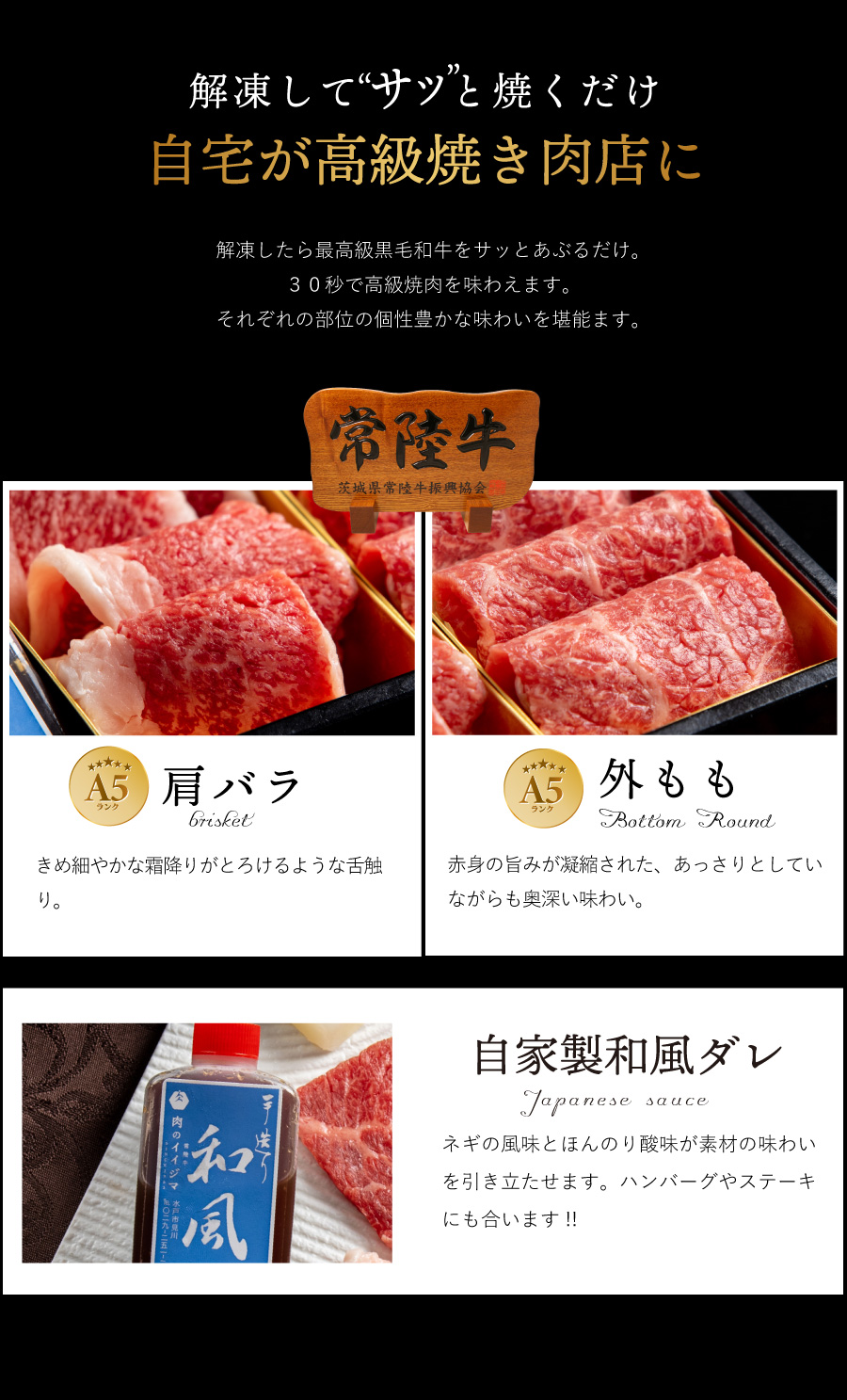 常陸牛 焼肉 焼き肉 タレ付 牛脂付き プチギフト 冷凍