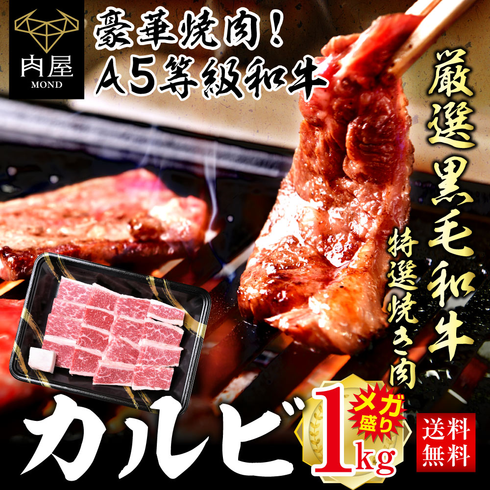 焼肉 肉 牛肉 和牛 A5等級 黒毛和牛 霜降りカルビ 1000g 肉ギフト お取り寄せ グルメ