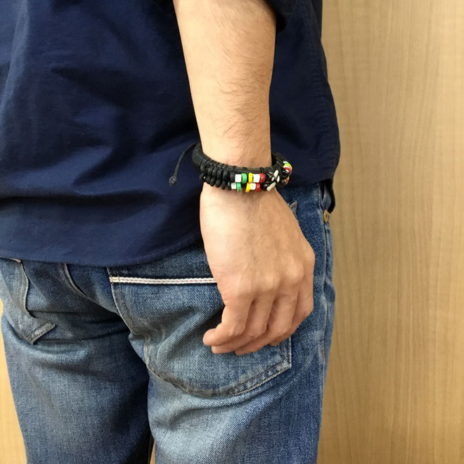 サメ歯＆ココナツ・ボーンブレスレット メンズ レザー 革 サイズ調整