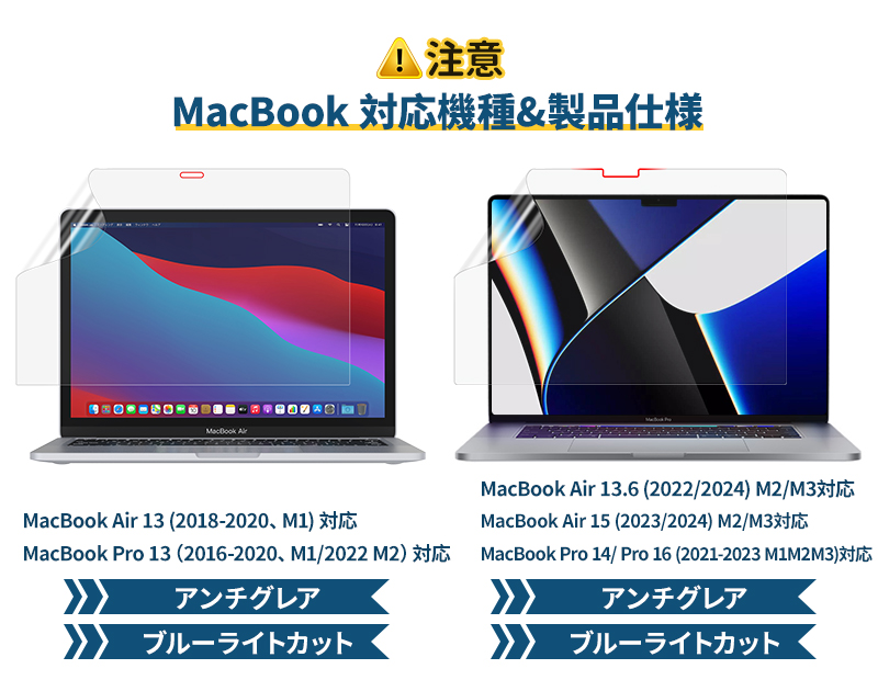NIMASO Macbook air m2 フィルム 2022 MacBook Air13 15 Pro13 MacBook Pro14 Pro16 インチ 保護フィルム MacBook M1 M2 対応 ブルーライトカット アンチグレア