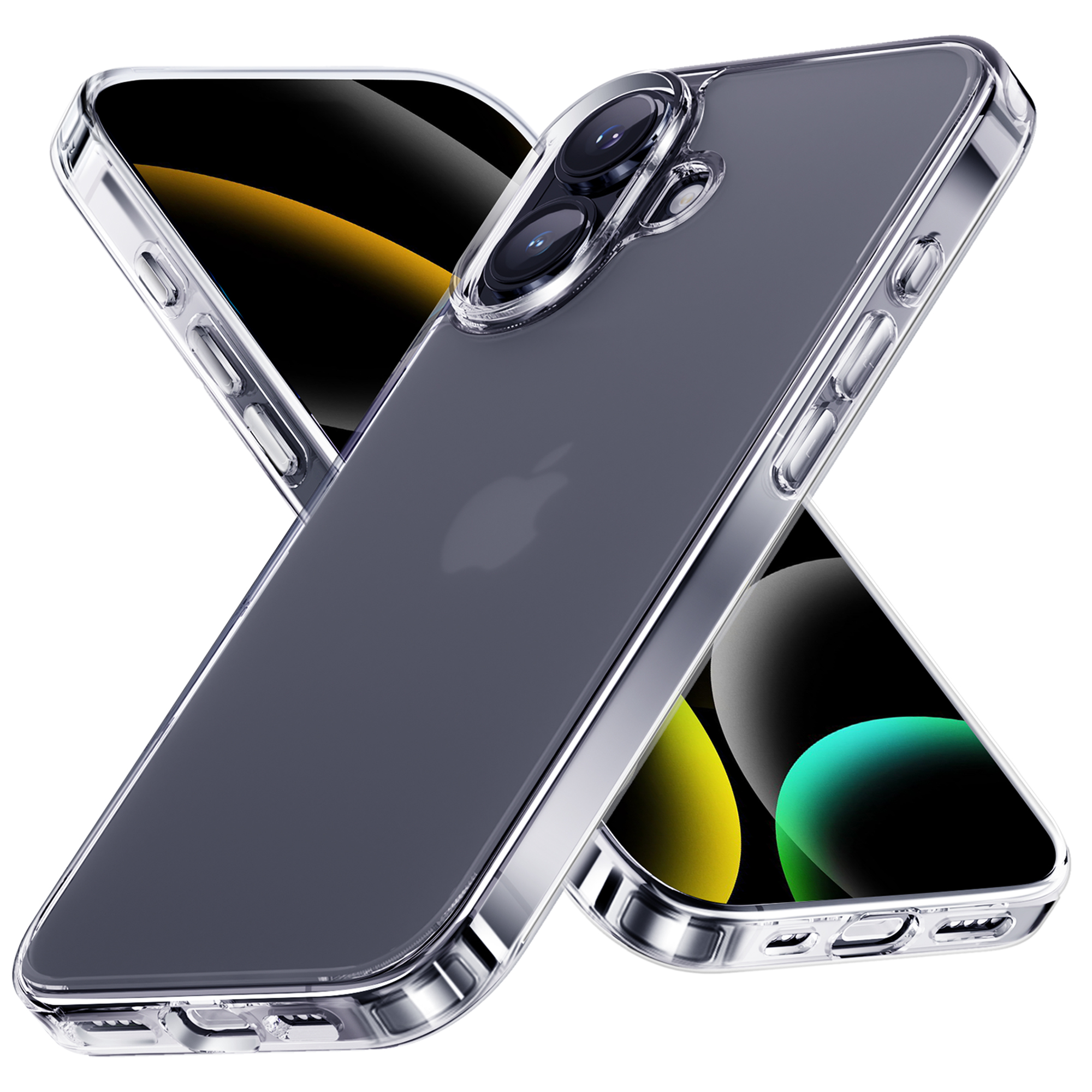 NIMASO iPhone16 ケース クリア 強化ガラス 9H SGS認証 薄型 黄 NIMASO iPhone16 ケース クリア 強化ガラス 9H SGS認証 薄型 黄