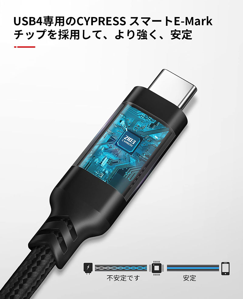 NIMASO USB iPhone15 Type cケーブル 1M 100W/5A 急速充電 PD対応  USB4.0 Thunderbolt 4 対応 USB-Cと下位互換 8K@60Hz / 2つ4K@60Hz 映像出力｜nimaso｜10