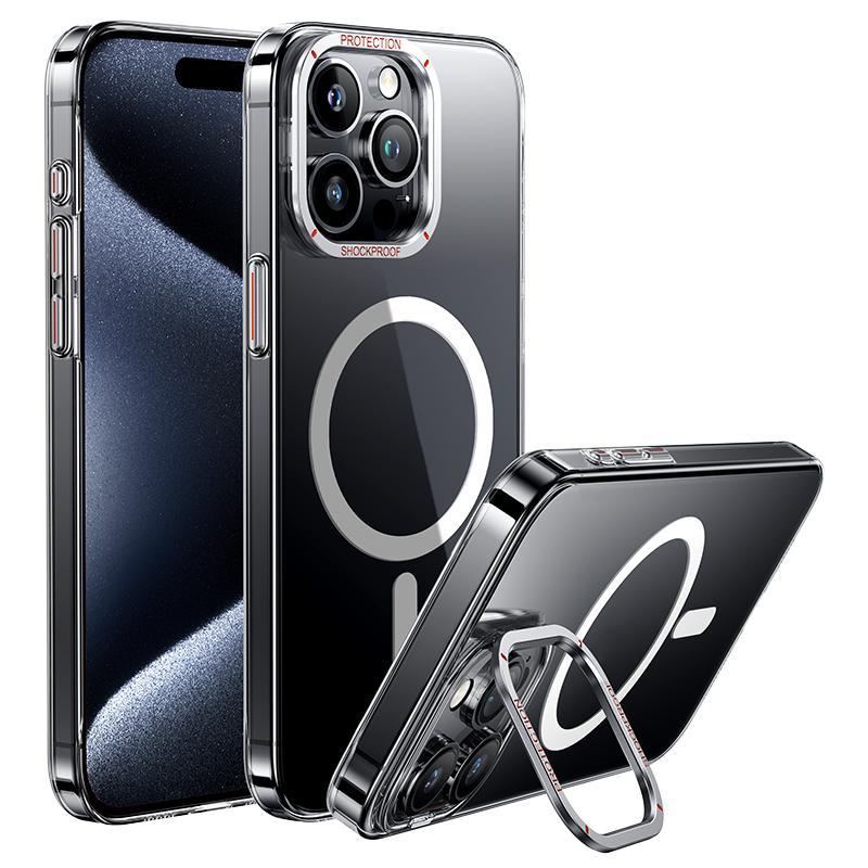 NIMASO レンズスタンド付き iPhone15 Pro MagSafe対応 ケース 角度調整可能 ワイヤレス充電 クリア 黄変なし レンズ保護 スマホケース｜nimaso｜03