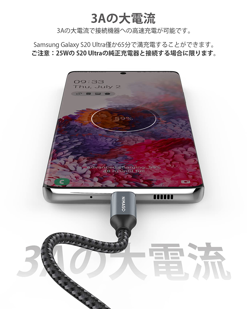 NIMASO タイプC iPhone15 L字型ケーブル 1m+1m PD急速充電 TYPE C to type Cケーブル USBC ケーブル ゲーム用  iPad Pro Macbook Sony Huawei switch｜nimaso｜04