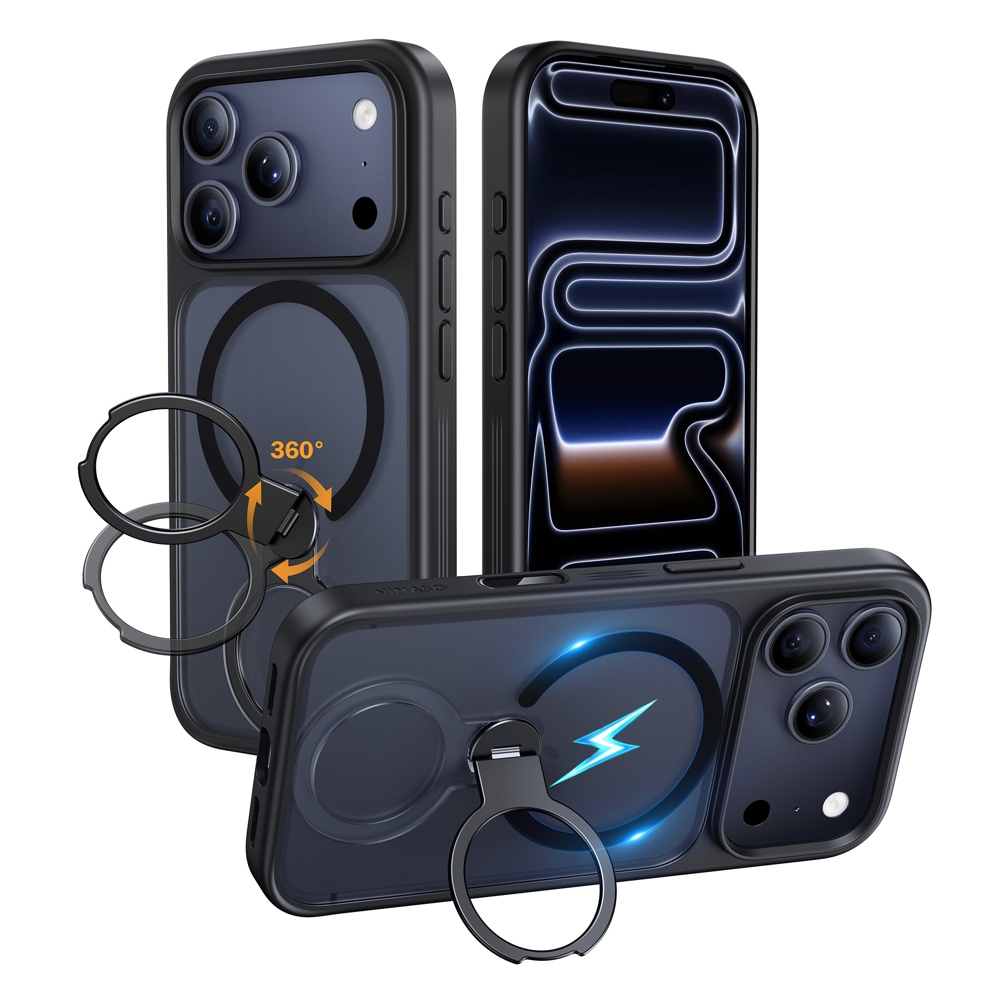 透き通る上質感・定点360°回転】CASEKOO iPhone 17 Pro Max 用 ケース