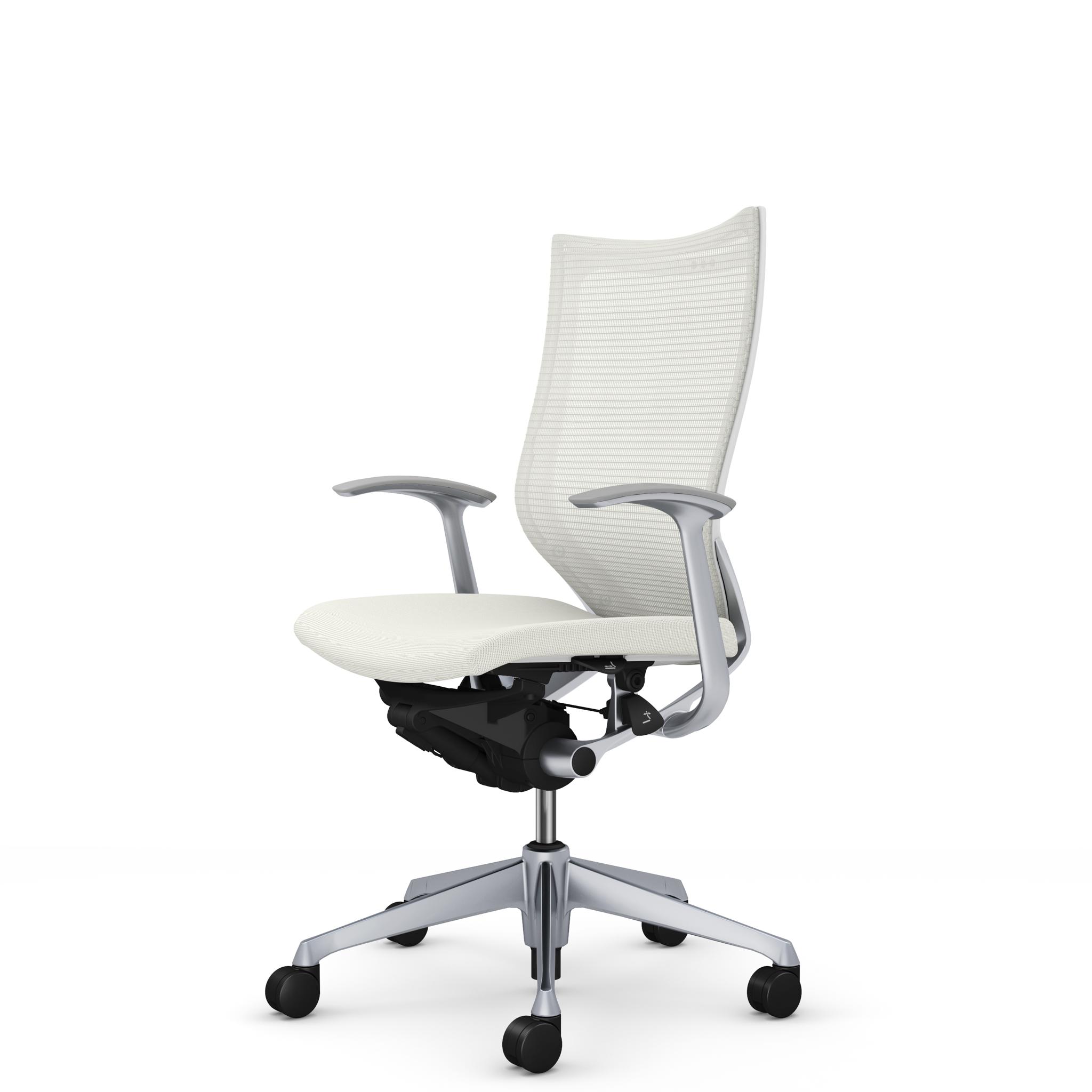 バロン スタンダードメッシュ 座クッション ハイバック 固定肘 ホワイト／シルバー CP45DW CP45NW オフィスチェア オカムラ Baron okamura_2