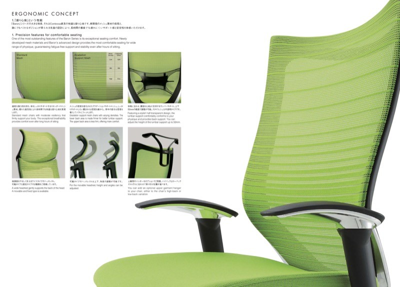 バロン（オカムラ） バロン グラデーションメッシュ ローバック 肘無し