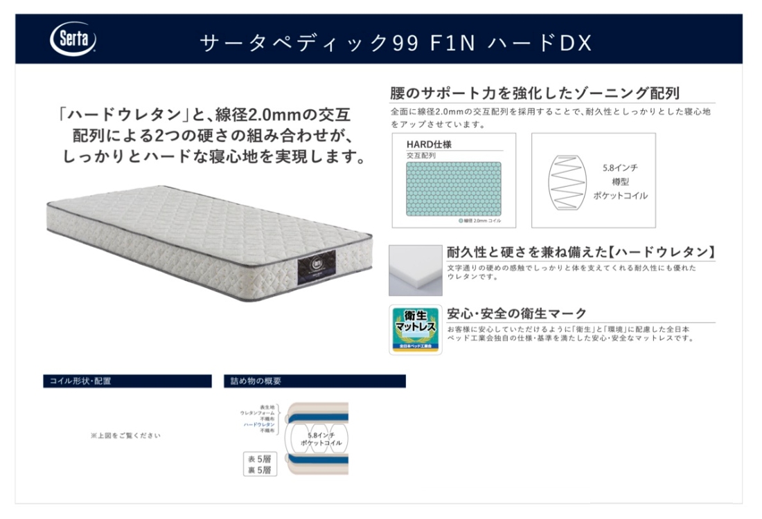 サータ マットレス ペディック99 F1N ハードDX 寝具 SERTA pedic ドリームベッド おしゃれ : serta-031 :  インテリアショップNIMUS - 通販 - Yahoo!ショッピング