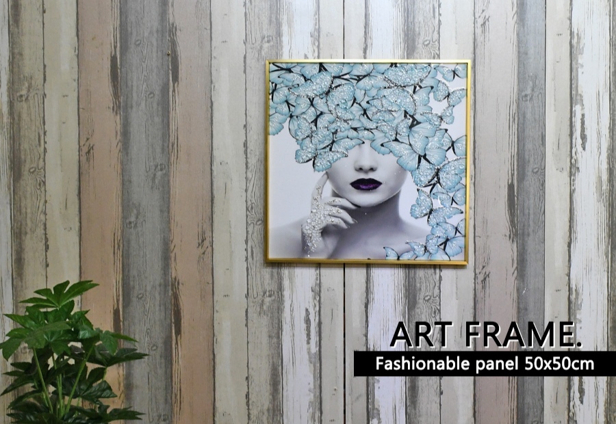 アートパネル 50×50 水晶絵 EF231 人物 女性 壁掛けパネル 絵 モノクロ