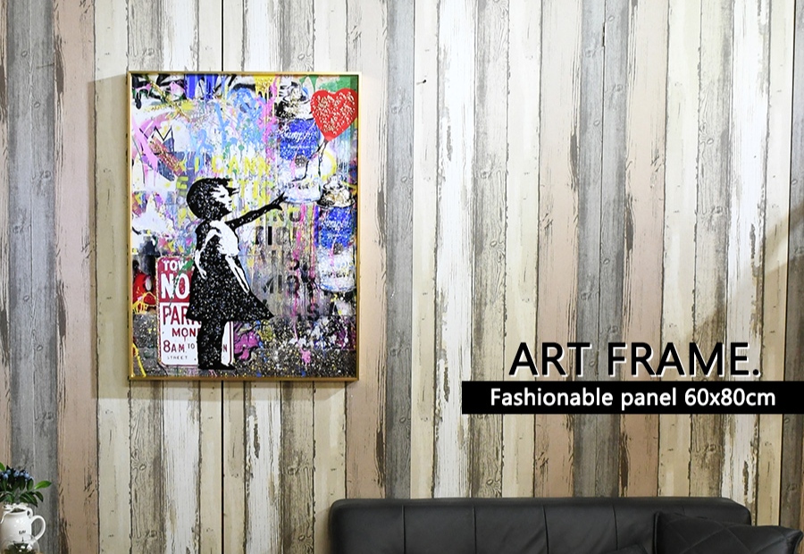アートパネル 60×80 水晶絵 KH597A バンクシー 赤い風船に手を伸ばす