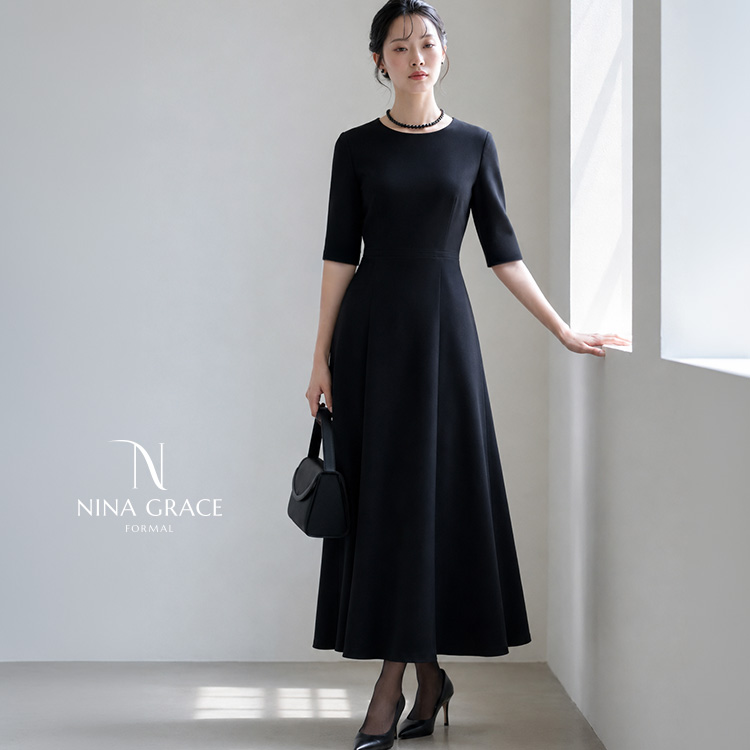 NINA GRACE 喪服 レディース ブラックフォーマル 礼服 ロング丈 洗える