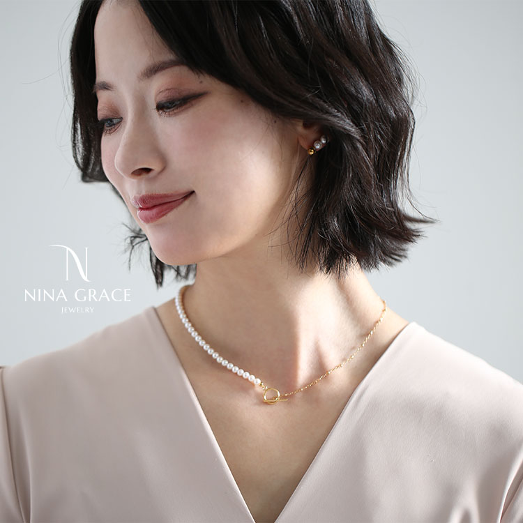 あこや真珠 ネックレス 4.0-4.5mm 14KGF K14 アコヤ真珠 パール 日本製 レディース アクセサリー ゴールド 結婚式 入学式 卒業式 入園式 卒園式 NGR-JN1403Gの画像