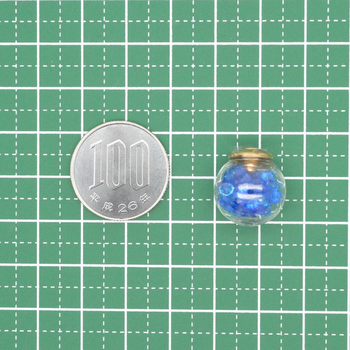 ガラスドーム ビーズ 青 2個セット ブルー ピアス ハンドメイド