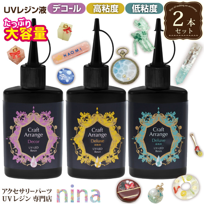 UVレジン液 大容量 レジン液 75g スリムボトル 2本 セット レジン