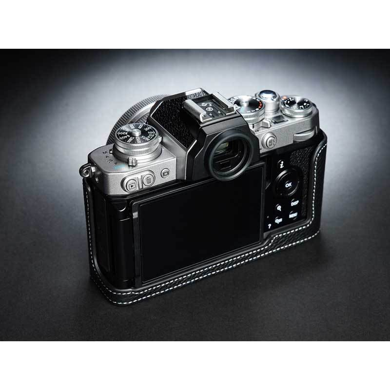 カメラケース TP Original Nikon Zfc 専用 レザー ケース Black ブラック おしゃれ 本革 牛革 速写ケース  バッテリー交換可能 TB06ZFC-BK