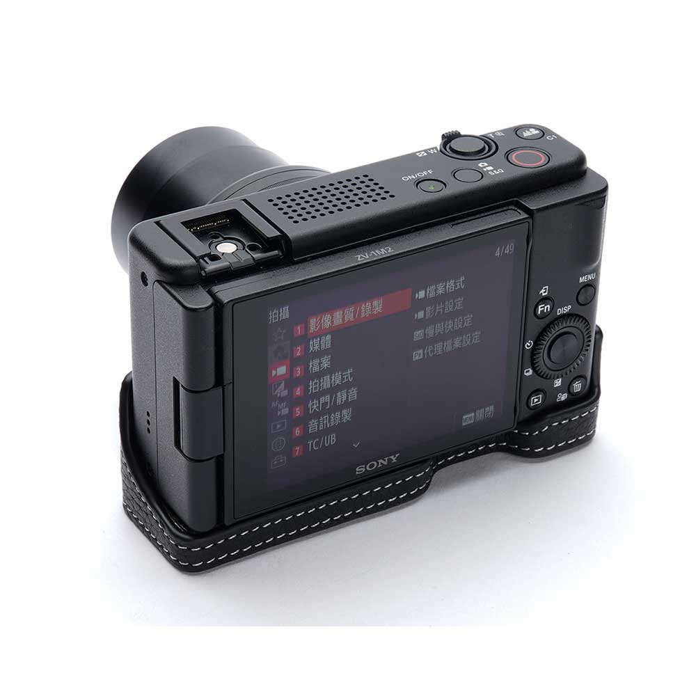 α（ソニー） SONY VLOGCAM ZV-1M2 ZV-1F 専用 レザー ケース Black TP