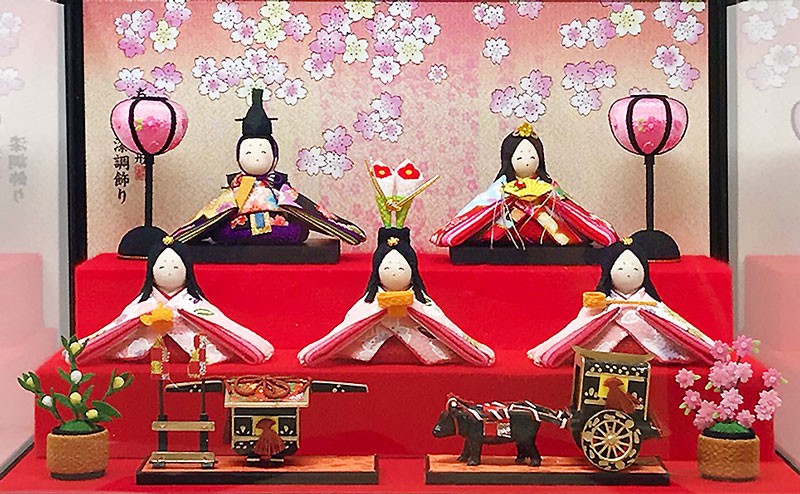 雛人形 ひな人形 コンパクト ちりめん 5人 五人 ケース飾りおしゃれ