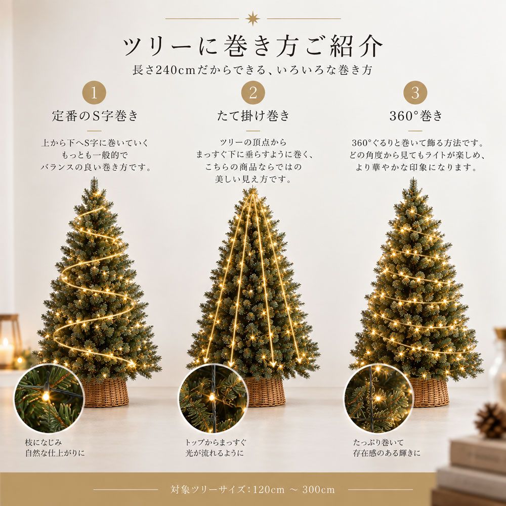 クリスマスツリー オーナメント 飾り LED ライト milkyway グリーン