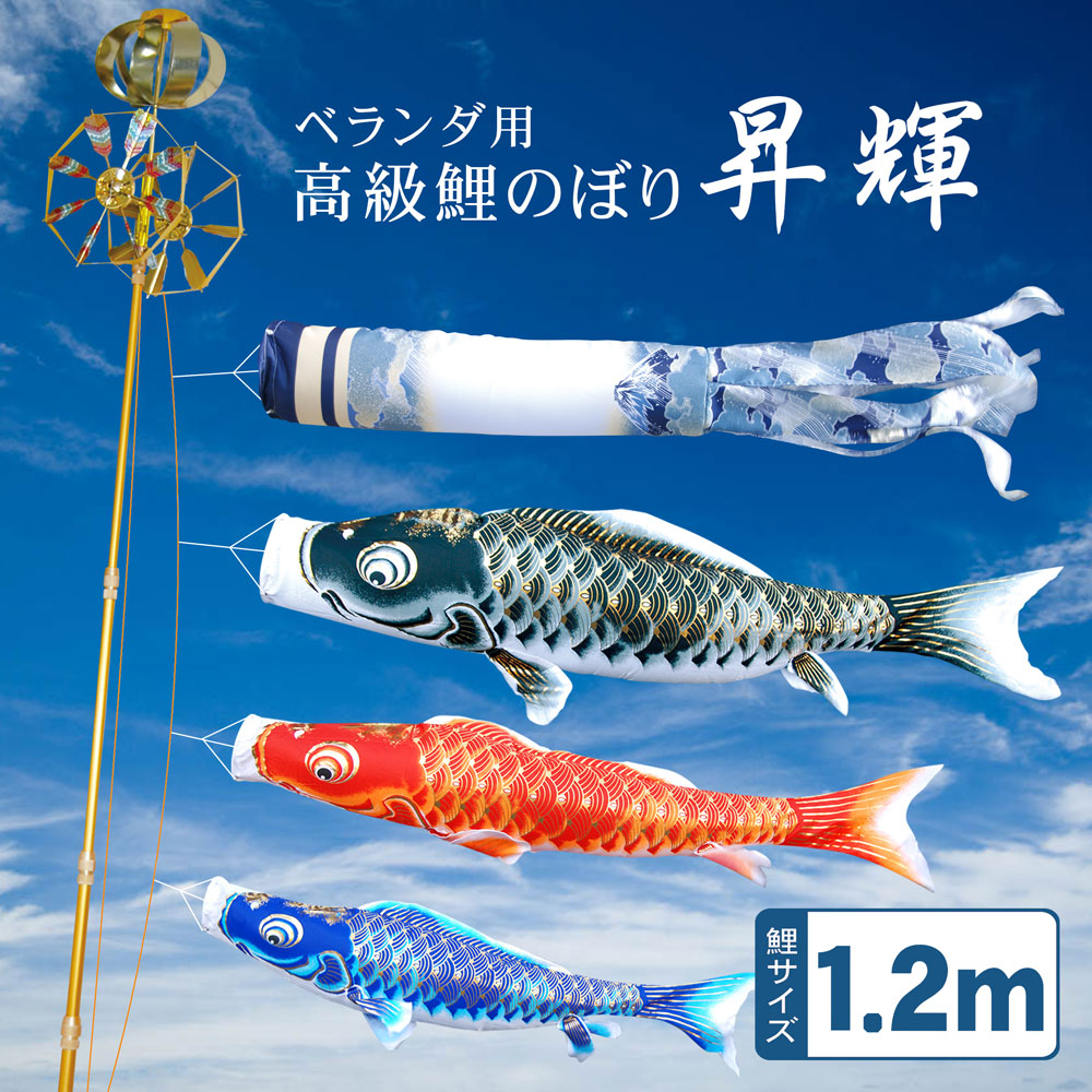 鯉のぼり ベランダ/庭/兼用 神鳴鯉-KAMUI- 1.5m 6点/スタンダード