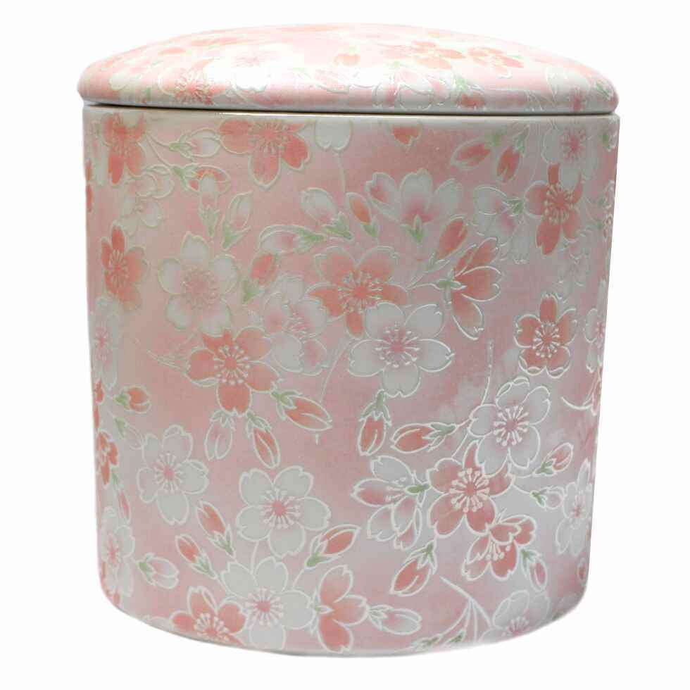 骨壷 桜ころも 5寸 陶器製 日本製 ピンク グリーン ブルー 陶器 遺骨