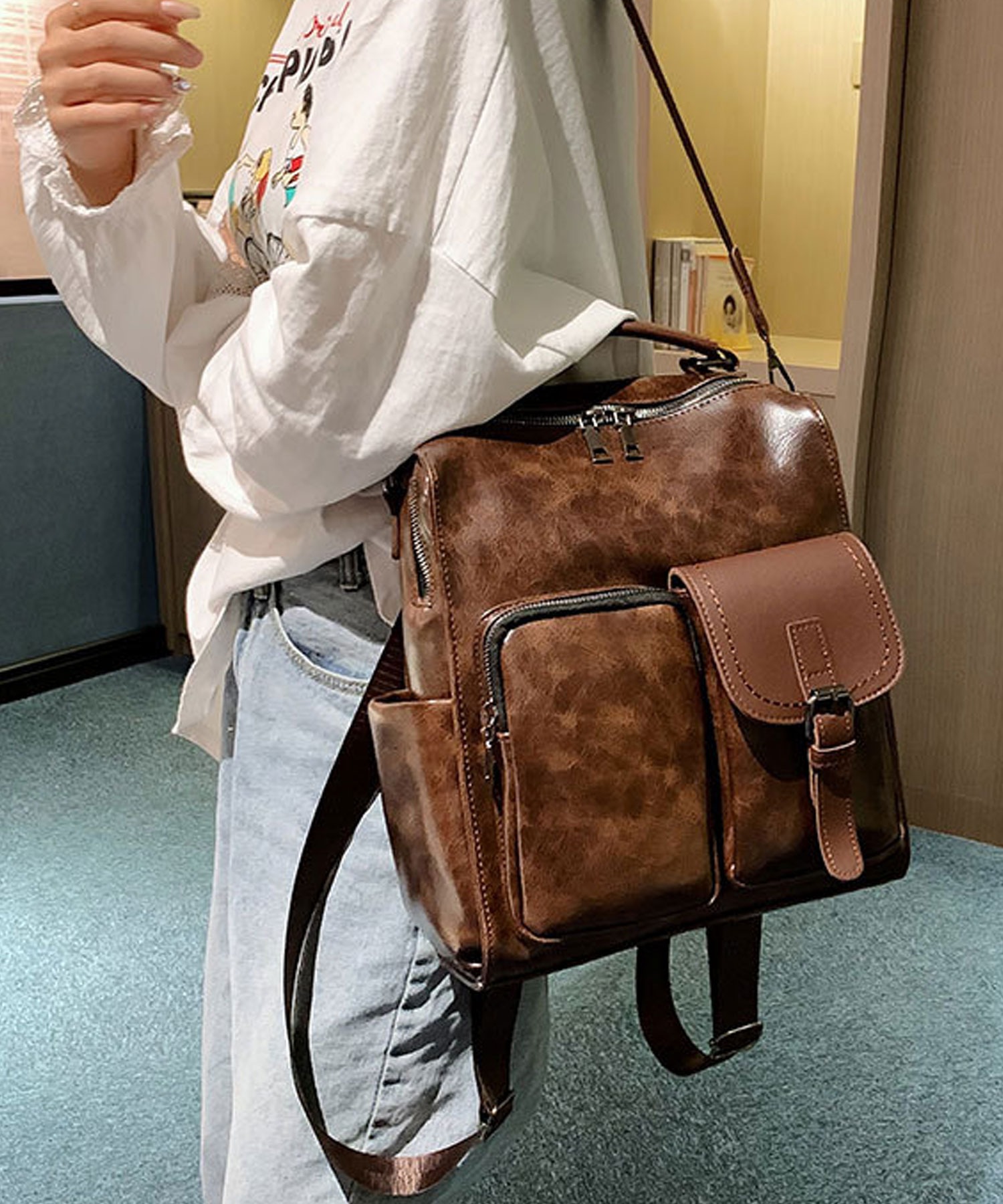 リュック レディース 2WAY リュックサック ショルダーバッグ PUレザー