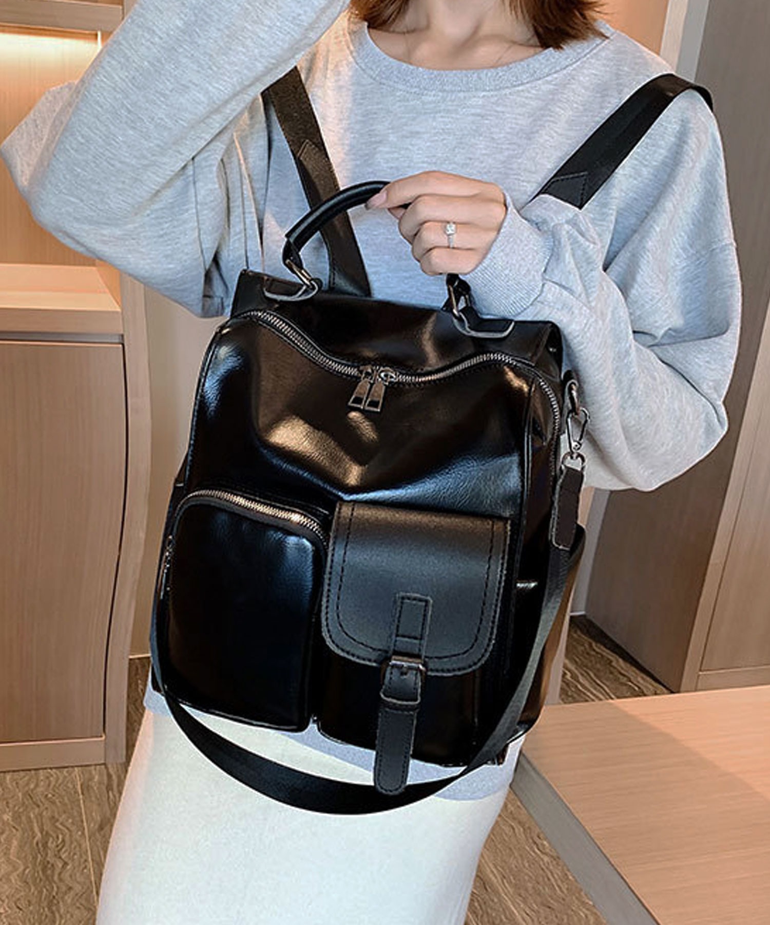 リュック レディース 2WAY リュックサック ショルダーバッグ PUレザー