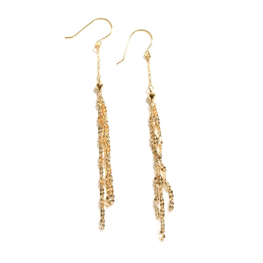 ピアス 18k 揺れる フック レディース ドロップ クローバー チェーン フックピアス ゴールド 18金 かわいい おしゃれ 大人可愛い シンプル 可愛いの画像