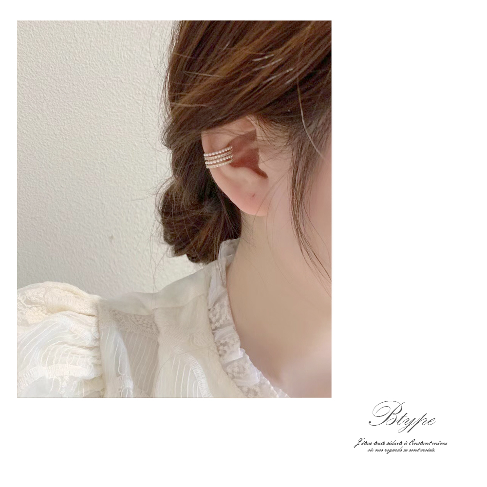 ハンドメイド*パール盛り盛り ミニタッセル クリップ イヤーカフ