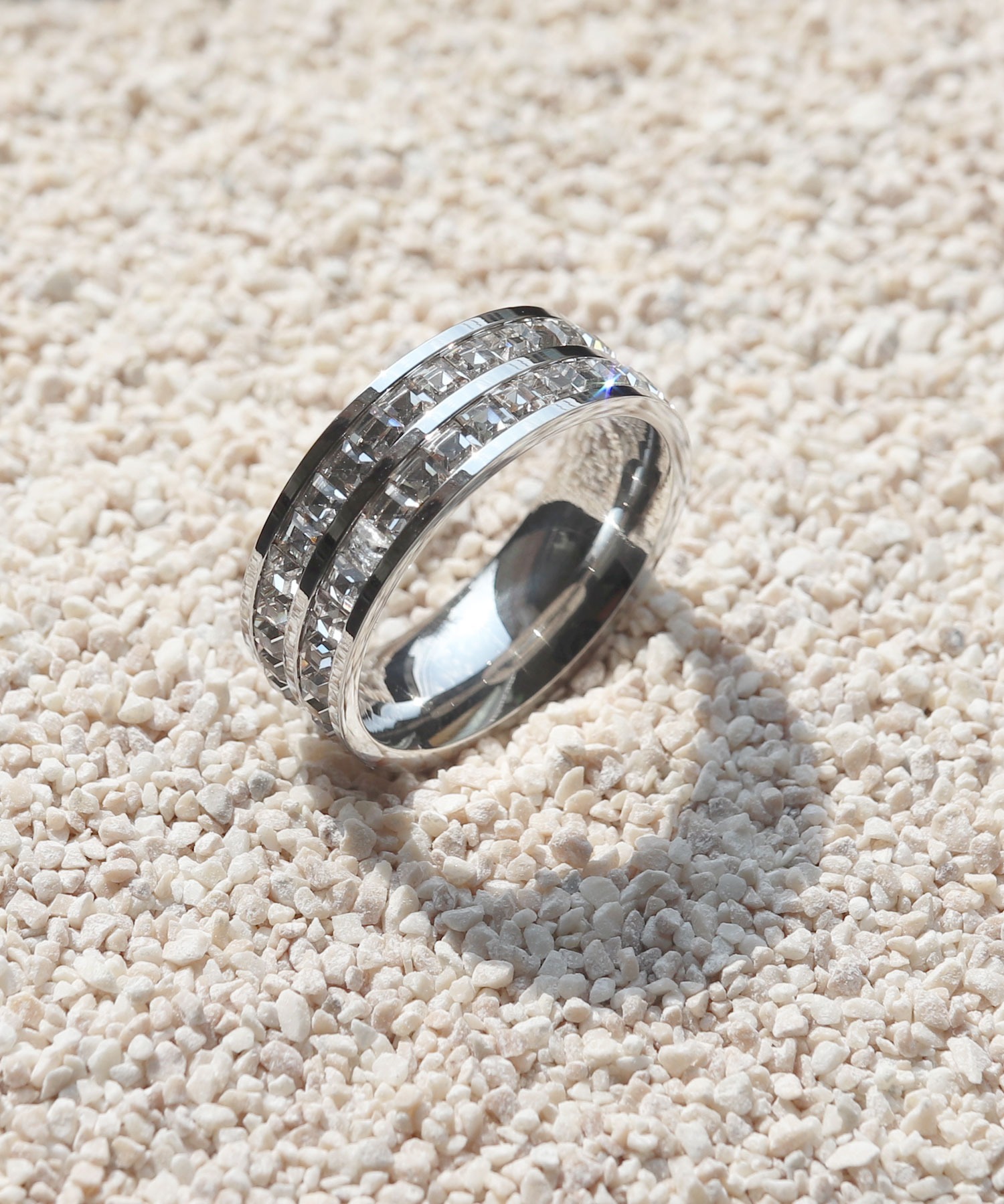 指輪 レディース つけっぱなし おしゃれ ステンレス 9号 重ね付け 2連 メンズ キュービックジルコニア キラキラ ゴールド ピンクゴール 太め 細い エタニティ |  | 02