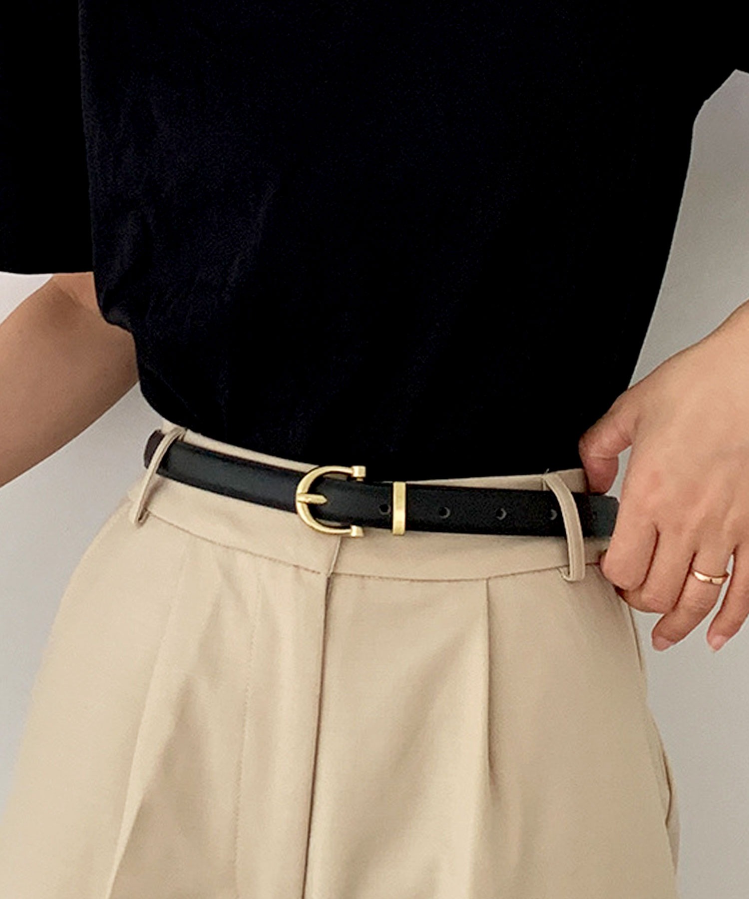 ベルト レディース PUレザー 細め 4タイプ展開 ユニーク バックル 細