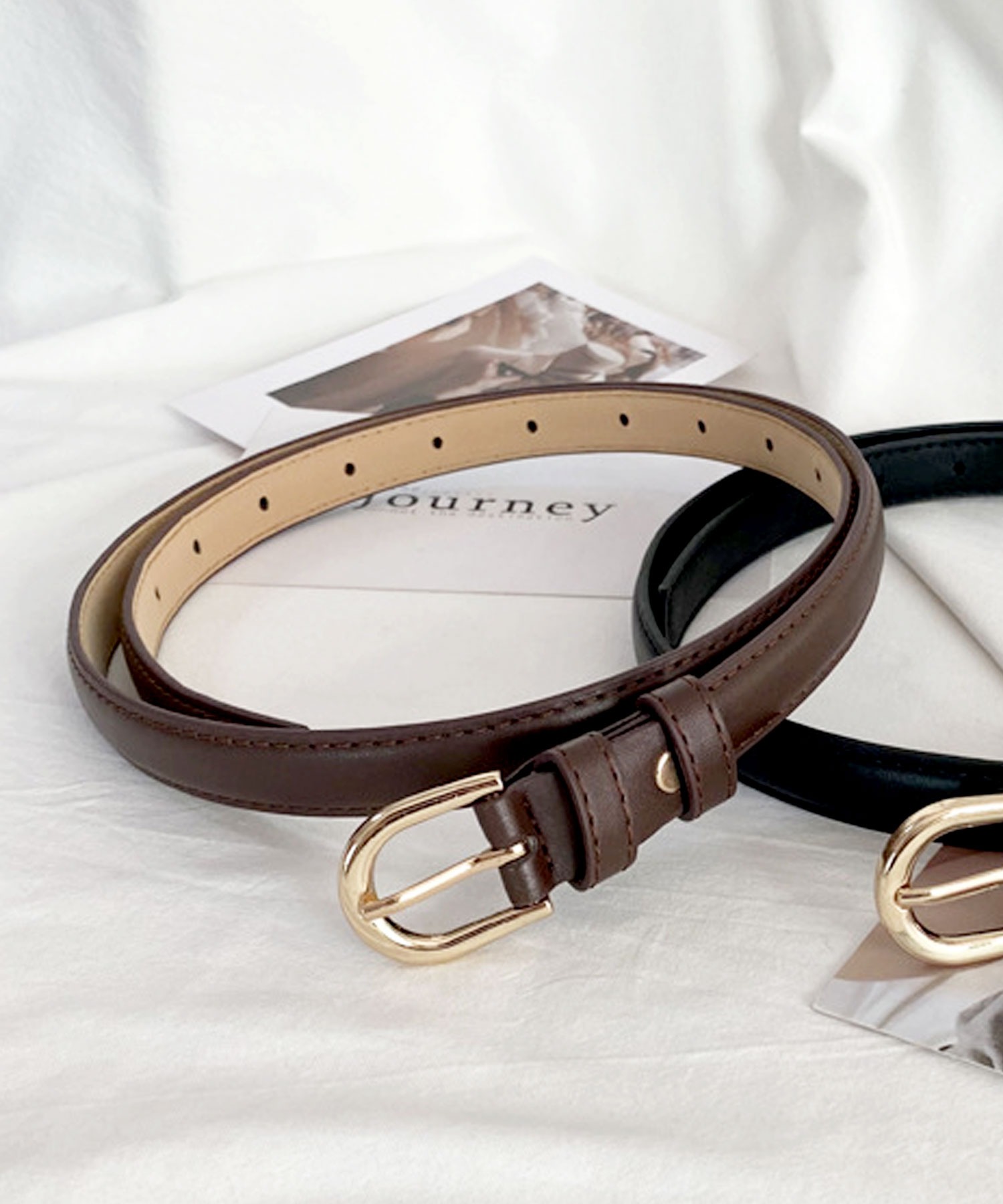 ベルト レディース PUレザー 細 ラウンド バックル 細め 通勤 通学