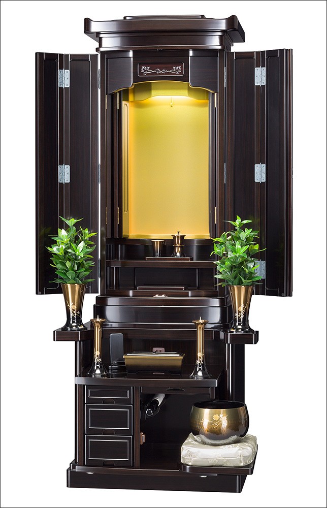 創価学会仏壇SGI専門 先明56-20 収納型 黒檀 仏具 付属品 LED照明付