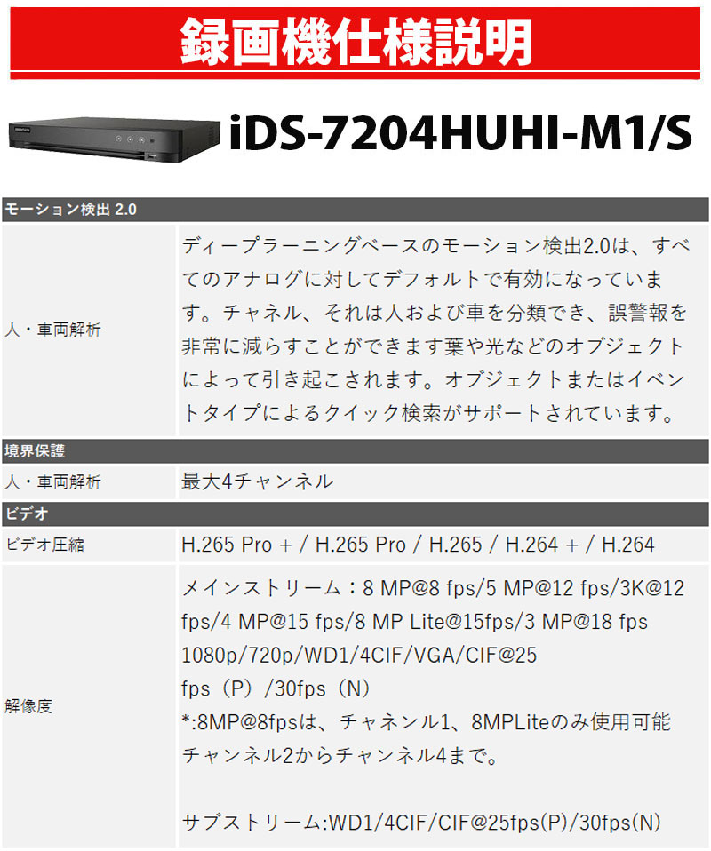 4K HIKVISION(ハイクビジョン)DVRレコーダー アナログハイビジョン スマホ監視 日本語マニュアル付き 防犯カメラ 4チャンネル iDS-7204HUHI-M1/S｜nippon-intercoax｜06