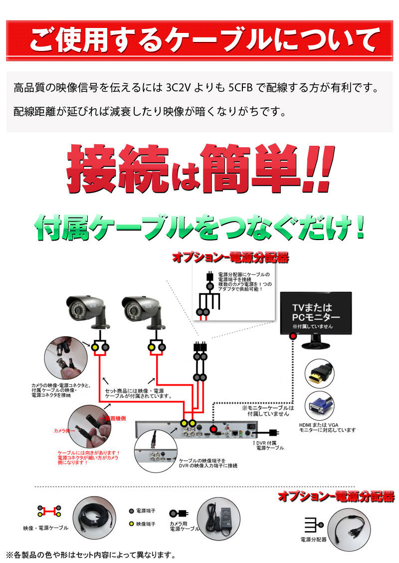 243万画素 防犯カメラ低価格セット コンパクトレコーダーHDD3TB込 アナログ 屋内屋外カメラ9〜16台 16chDVR HIKVISION製 スマホ監視 JSTSET-16CH｜nippon-intercoax｜04