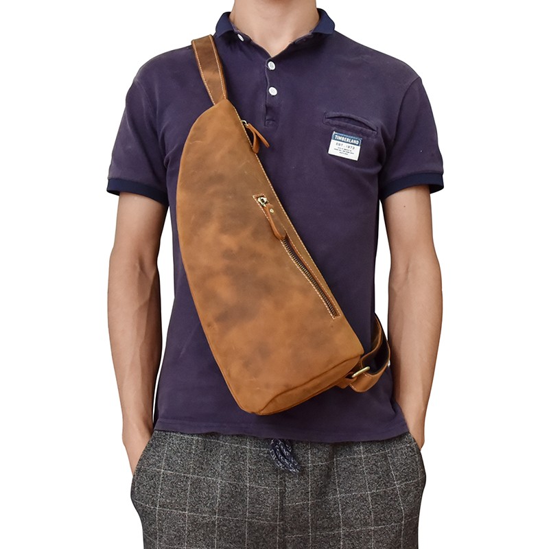 レザー ボディバッグ メンズ 本革 レザー ワンショルダーバッグ 牛革 斜めがけ ブラウン iPad mini対応 かっこいい カジュアル鞄 自転車鞄  かっこいい