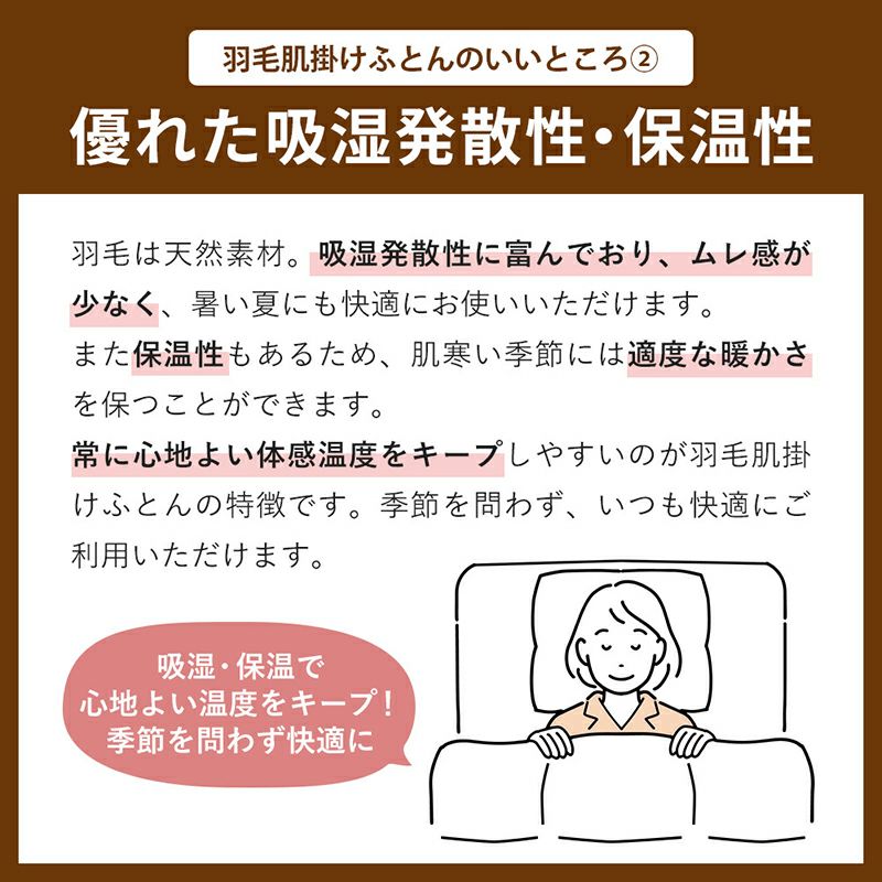 羽毛肌掛け布団 春夏ふとん 日本製 昭和西川直営 ドイツグース93％ シングルロング サイズ 150×210cm 重量0.3kg 400ダウンパワー