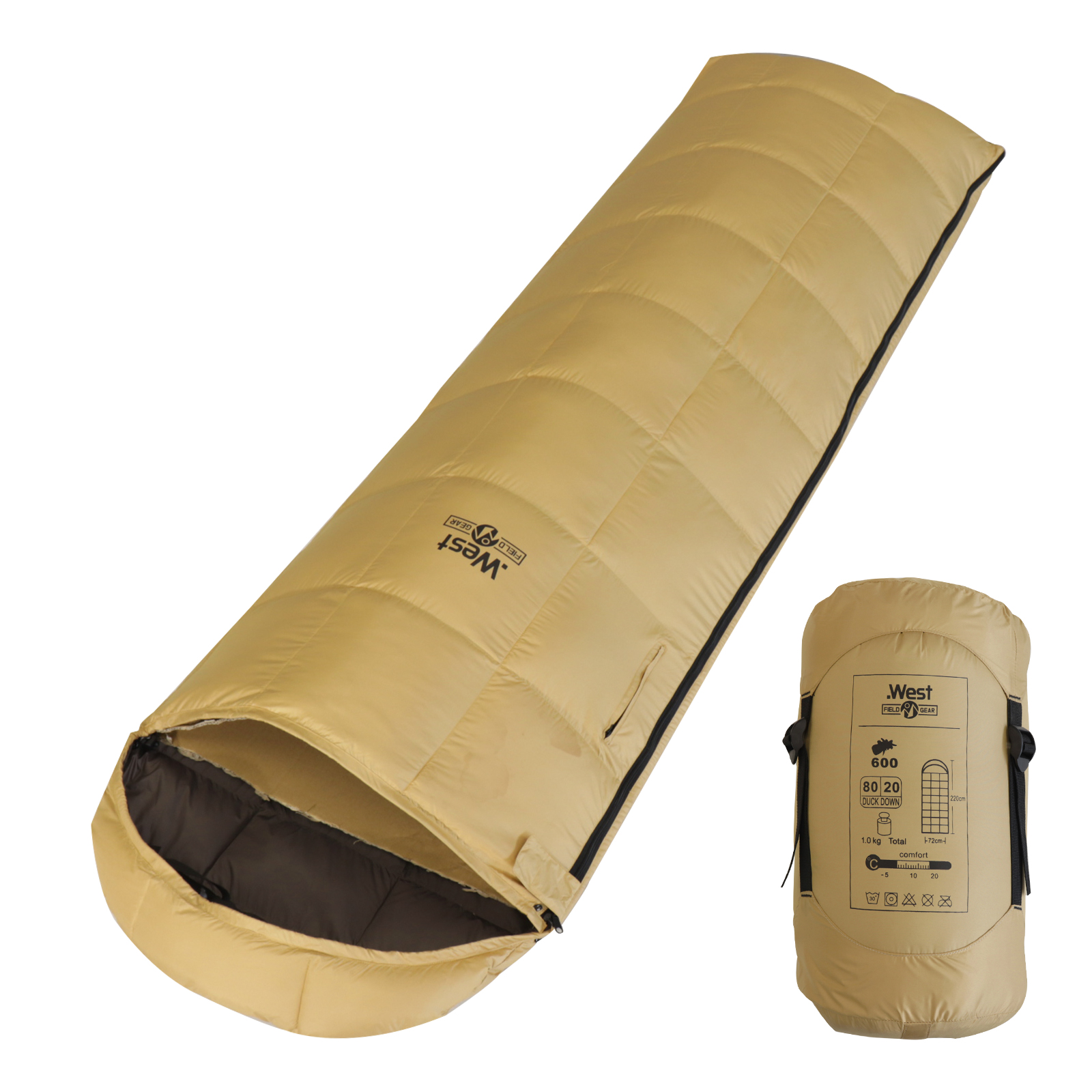 .West 寝袋 シュラフ 限界使用温度-5度 オールシーズン コンパクト 封筒型