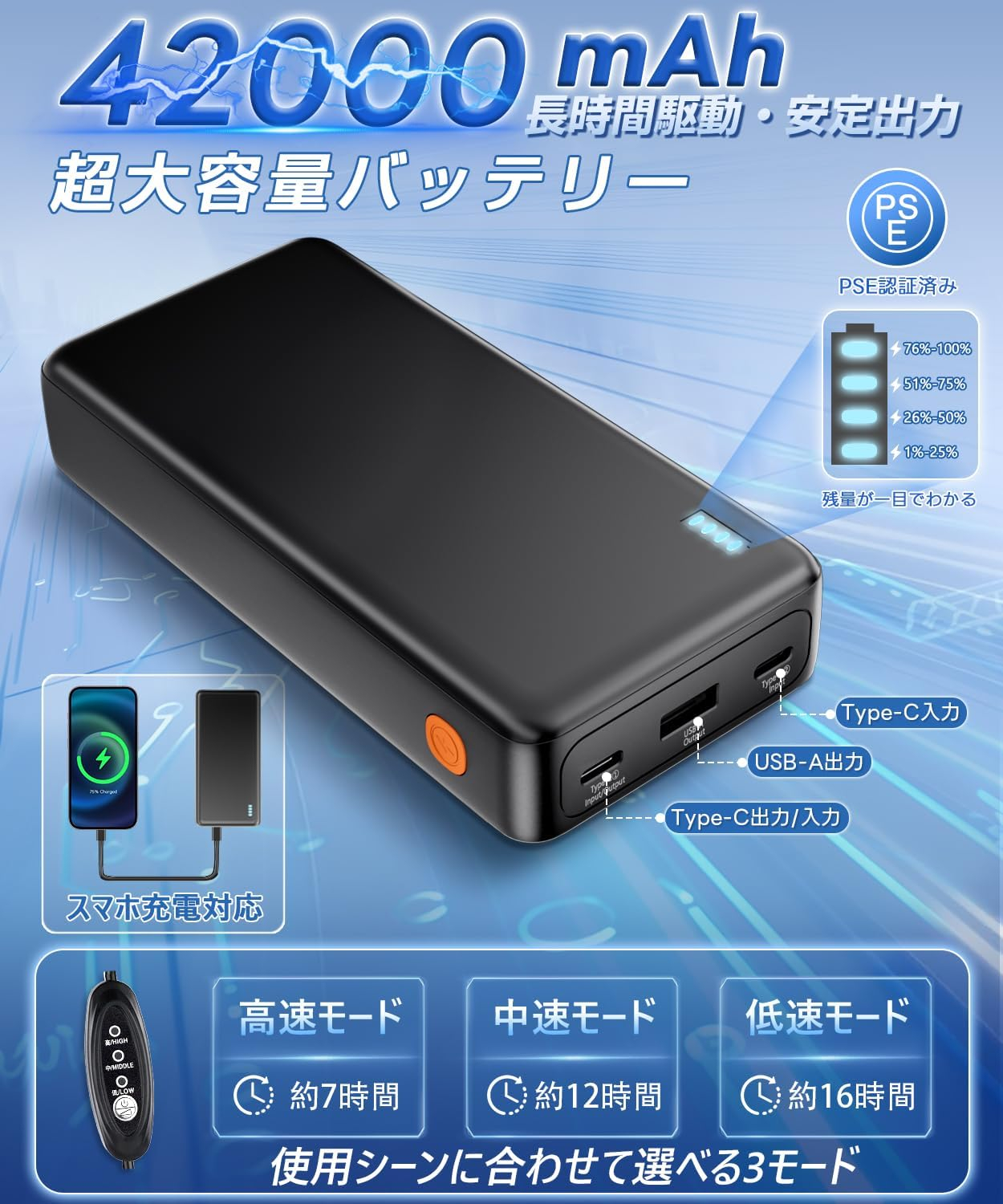 ファン付きベスト 42000mAh 大容量 空調ウェア 2026夏最新 暴風 空調