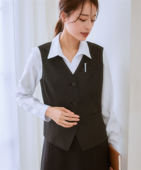 事務服 制服 レディース トップス 洗える ベスト 消臭テープ付 上下別売り 単品 S-6L ニッセン ニッセン 事務服 制服 レディース トップス 洗える ベスト 消臭