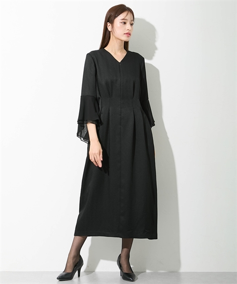 ★ ワンピース　ブラック　1サイズ　新品 Callarus 喪服 礼服 レディース 洗える ワンピース ブラックフォーマル