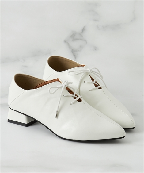 ニッセン レースアップシューズ レディース 幅広 ポインテッド