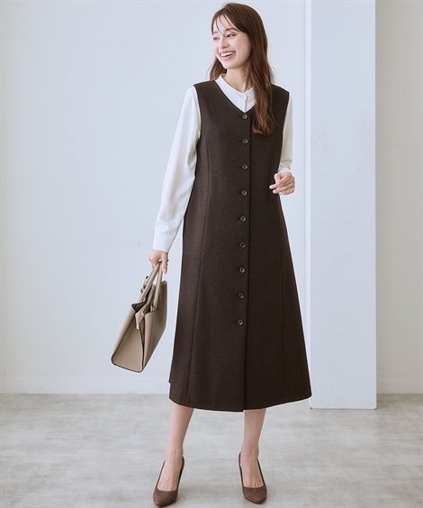 ニッセン（nissen） 爆買 レディース スーツ ジレワンピース 3WAY