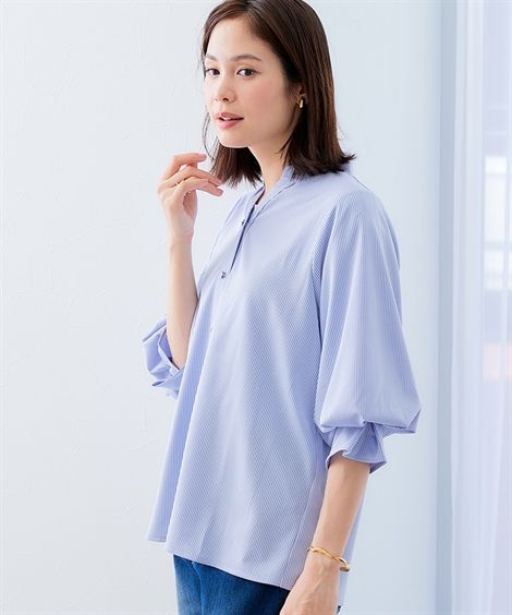 グレー バックボタン付きシャツ SETENS セール 50%OFF】綿サテンスキッパーバックボタンシャツ